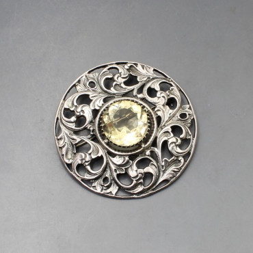 H Wright and Son Citrine and Silver Brooch