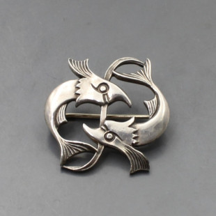 Geoffrey Bellamy Silver Dolphins Brooch