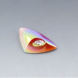 Iridescent Czech 1950's Futuristic Glass Brooch
