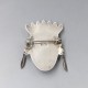 Mexico Jade and Silver Warrior Mask Brooch