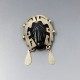 Mexico Onyx and Silver Warrior Mask Brooch