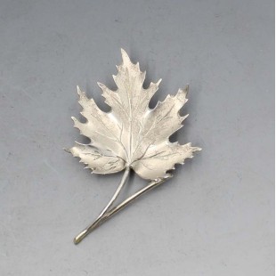 Hamilton and Inches Sterling Silver Leaf Brooch