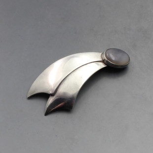 Agate and Silver Israel Brooch