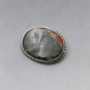 Moss Agate Silver Brooch