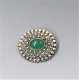 Green Chalcedony Silver Brooch