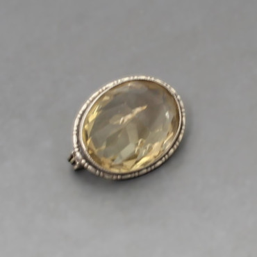 Oval Citrine and Silver Brooch