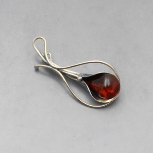Vintage Amber and Silver Brooch