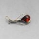 Vintage Amber and Silver Brooch