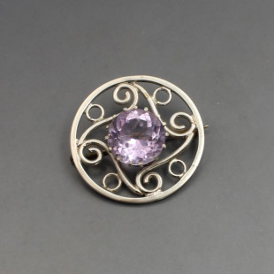 Glen Kelso Frame Amethyst Silver Brooch