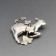 Georg Jensen Large Silver Lamb and Ivy Brooch