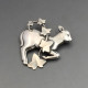 Georg Jensen Large Silver Lamb and Ivy Brooch