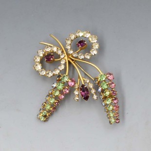 Multi Colour Crystal Flower Brooch