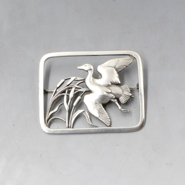 Sterling silver bird brooch