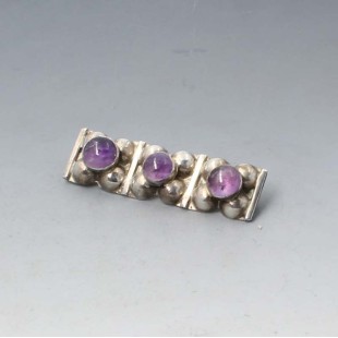  Vintage Mexican Silver Amethyst Brooch