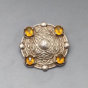 Scottish Silver and Citrine Shield Brooch