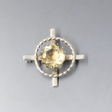 Glen Kelso Frame Citrine Silver Brooch