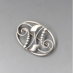 Danish 830 Silver Oval Brooch