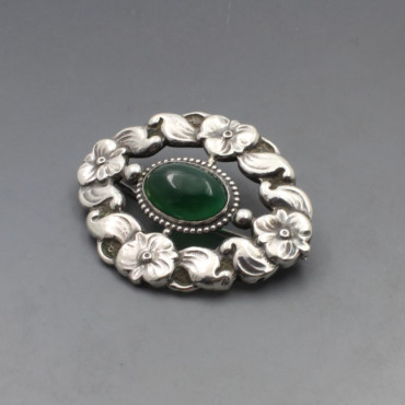 Torben Herman Meier Chalcedony and Silver Brooch