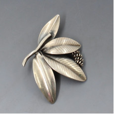 Anton Michelsen Long Silver Leaf Brooch