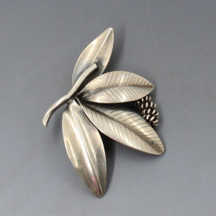 Anton Michelsen Long Silver Leaf Brooch