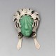 Mexico Jade and Silver Warrior Mask Brooch