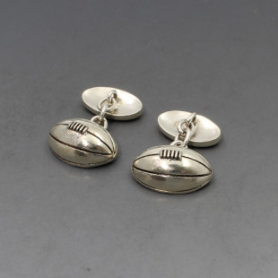 Silver Rugby Ball Cuff Links
