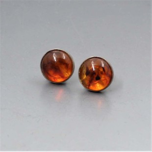 Amber Silver Stud Earrings