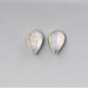 Moonstone Pear Silver Stud Earrings