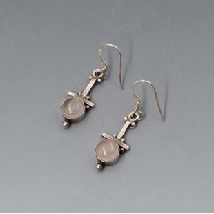 Rose Quartz Silver Earrings