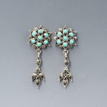 Vintage Turquoise and Sterling Silver Earrings