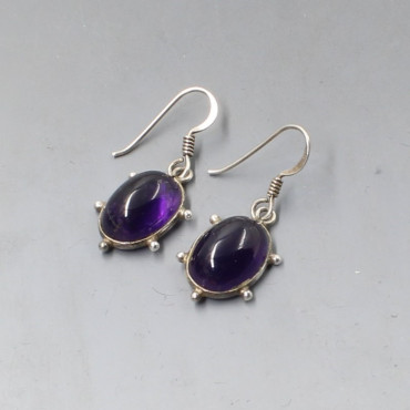 Amethyst and Silver Drop Earrings