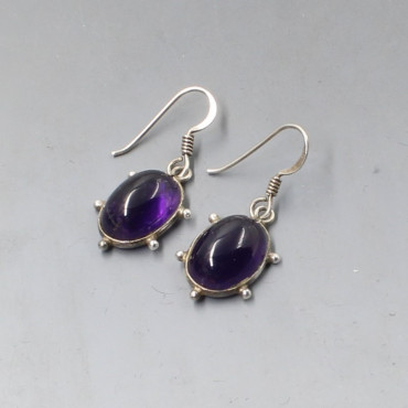 Amethyst and Silver Drop Earrings