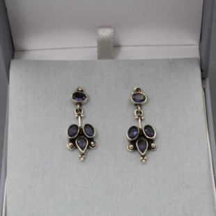 Iolite and Sterling Silver Drop Earrings