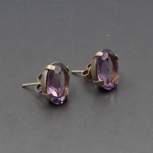 Vintage Amethyst and Silver Stud Earrings