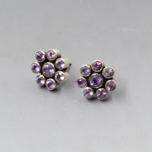 Amethyst Silver Stud Earrings