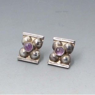 Mexican Amethyst Silver Earrings