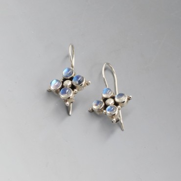 Moonstone Silver Flower Earrings