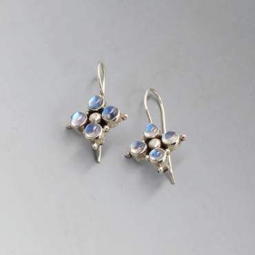 Moonstone Silver Flower Earrings