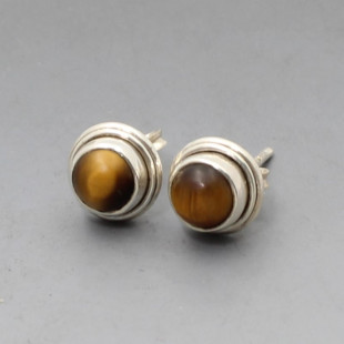 Tigers Eyes and Silver Stud Earrings