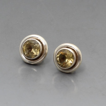 Citrine Silver Stud Earrings