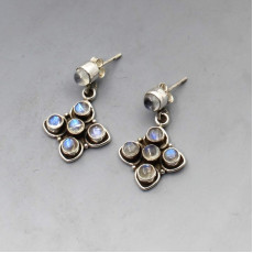 Moonstone Flower Sterling Silver Earrings