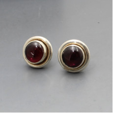 Garnet Silver Stud Earrings
