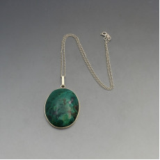 Large Malachite and Silver Pendant