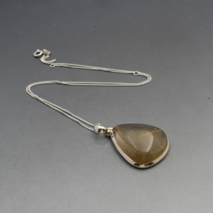 Rutilated Quartz and Silver Pendant