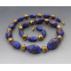 Vintage Venetian Blue and Gold Glass Beads