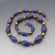 Vintage Venetian Blue and Gold Glass Beads