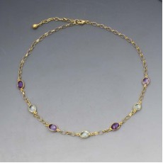 Amethyst and Gold Suffragette Necklace