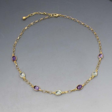 Amethyst and Gold Suffragette Necklace