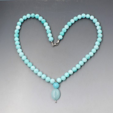 Blue Quartz Beads Necklace 19.5 Inches 