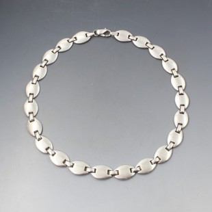 Solid Sterling Silver Ovals Necklace